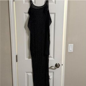 Black maxi dress mesh overlay